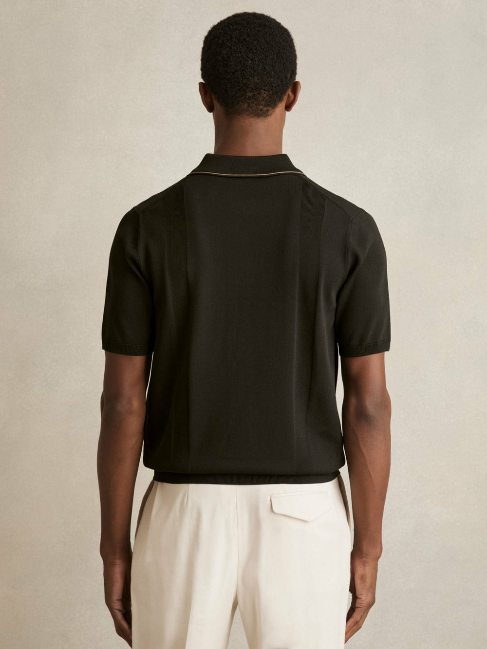 Colour-Block Knit Polo Shirt Optic White/Green | Mens