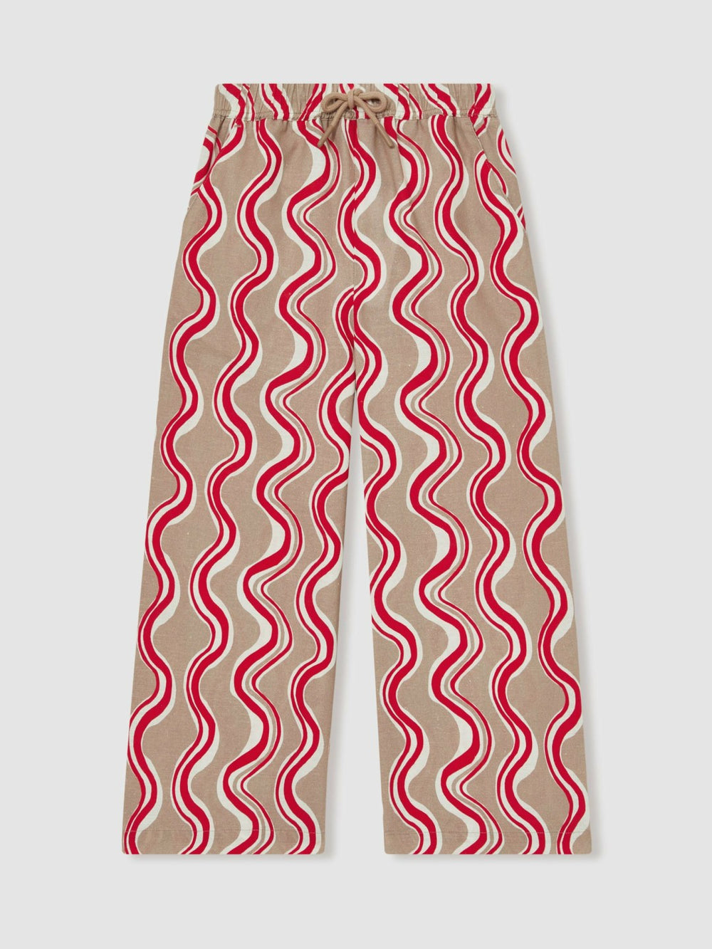 Cotton Linen Printed Trousers Red | Children