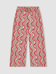 Cotton Linen Printed Trousers Red | Children