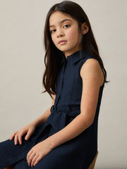 13-14 yrs Tie-Waist Collared Dress Blue | Children