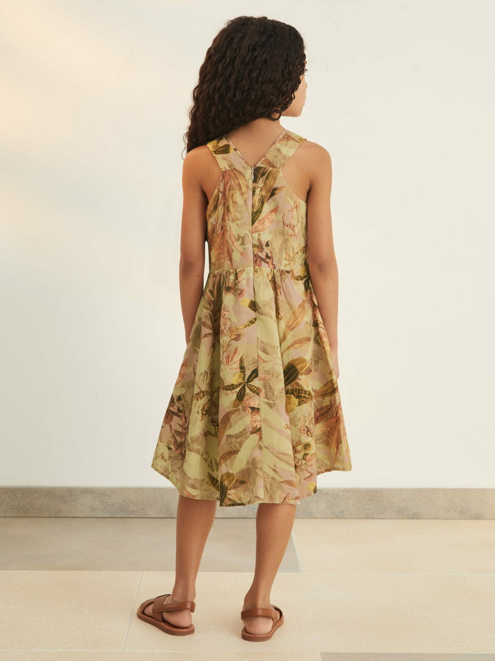 4-9 yrs  | NYBG Floral-Print Midi Dress Khaki | Children