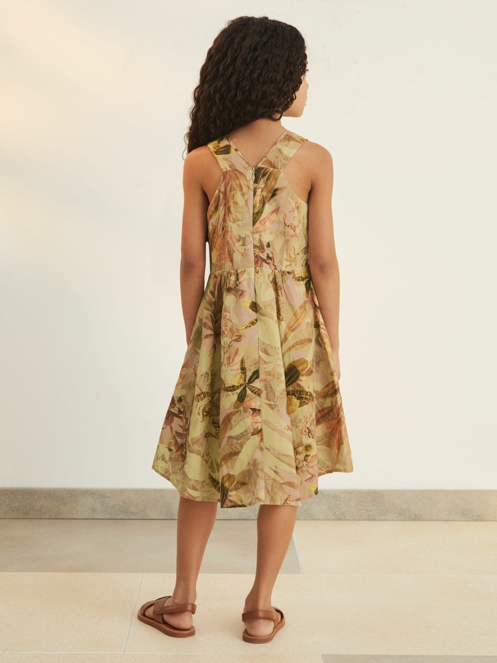 9-13 yrs  | NYBG Floral-Print Midi Dress Khaki | Children