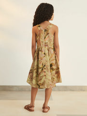 9-13 yrs  | NYBG Floral-Print Midi Dress Khaki | Children