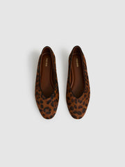 Leather Rounded-Point Toe Ballet Flats Animal | Womens