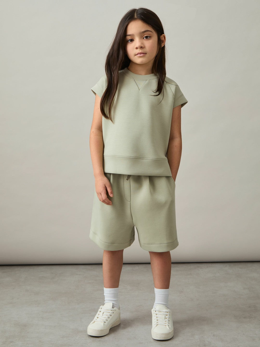 9-13 yrs Modal-Blend Sweatshirt And Shorts Set Sage | Children