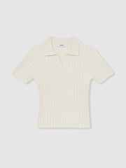 13-14 yrs Rib-Knit Polo Top Ivory | Children