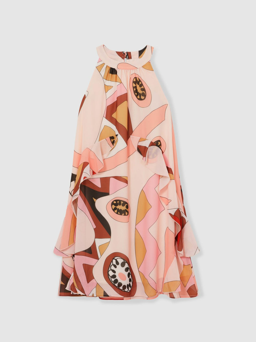 13-14 yrs Printed Ruffle-Trim Dress Pink | Children