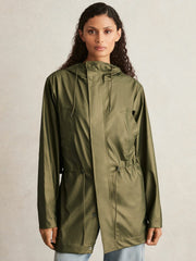 Rains Long Hooded Jacket Revel Brass Green | Womens