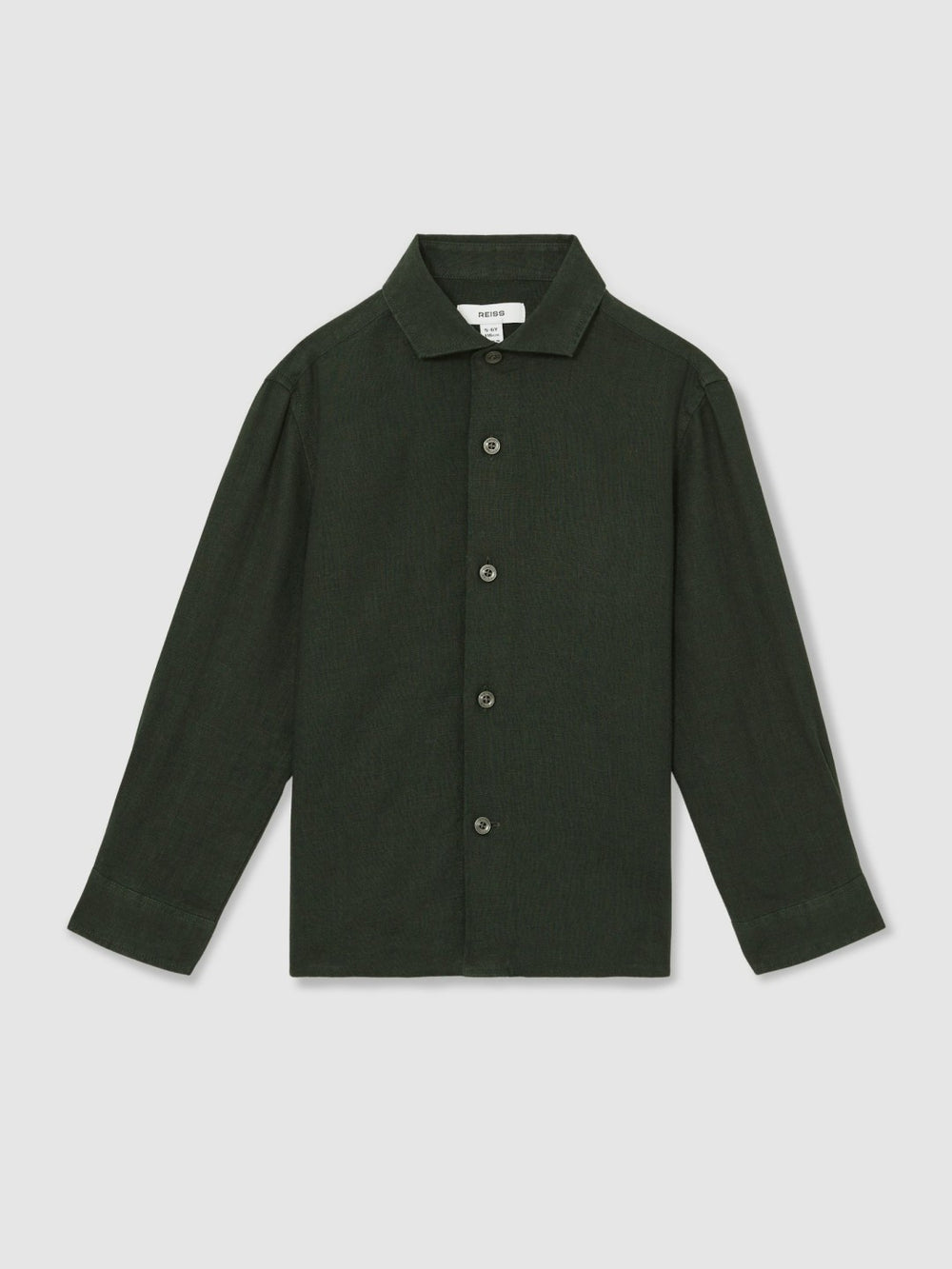 3-9 yrs Linen Cutaway Collar Shirt Dark Green | Children