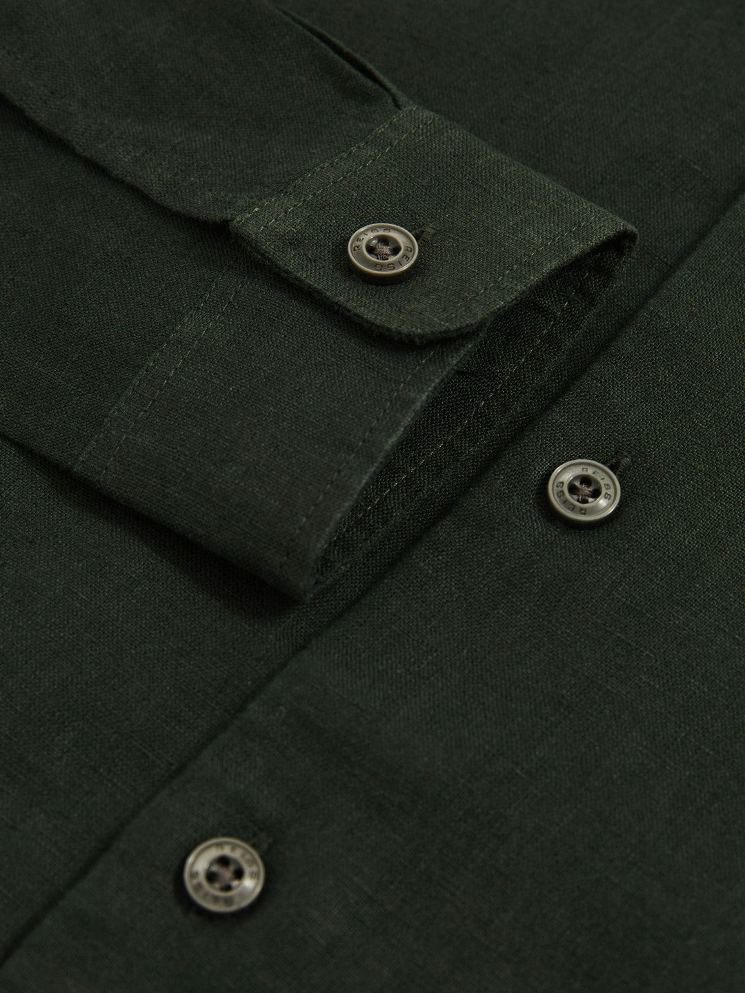 3-9 yrs Linen Cutaway Collar Shirt Dark Green | Children