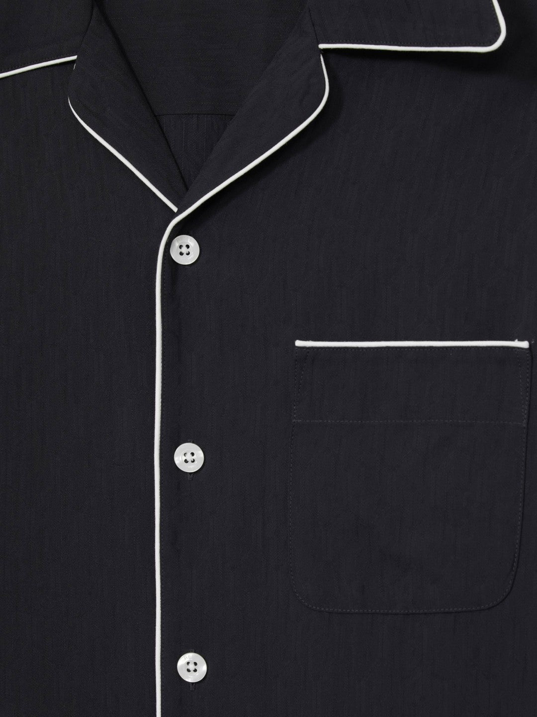 Cuban Collar Shirt with Piping Detail Shirt Navy | Mens