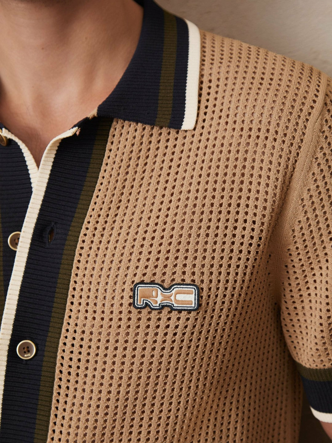 | Ché Crochet Tipped Shirt Camel | Mens