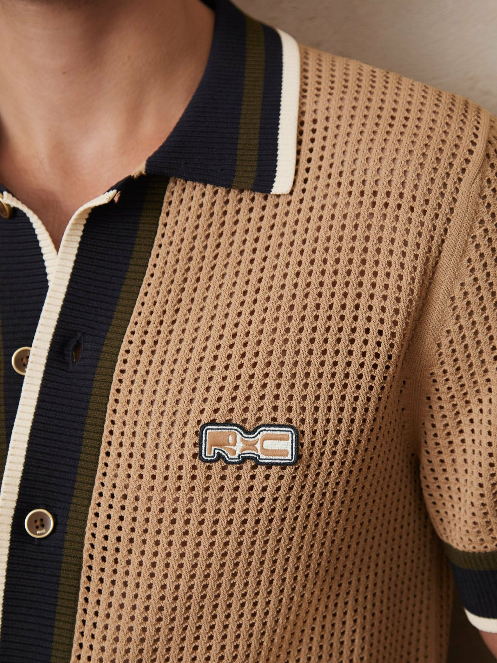 | Ché Crochet Tipped Shirt Camel | Mens
