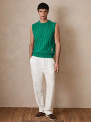 Ché Pointelle Crew-Neck Vest Bright Green | Mens