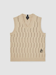 | Ché Pointelle V-Neck Vest Stone | Mens