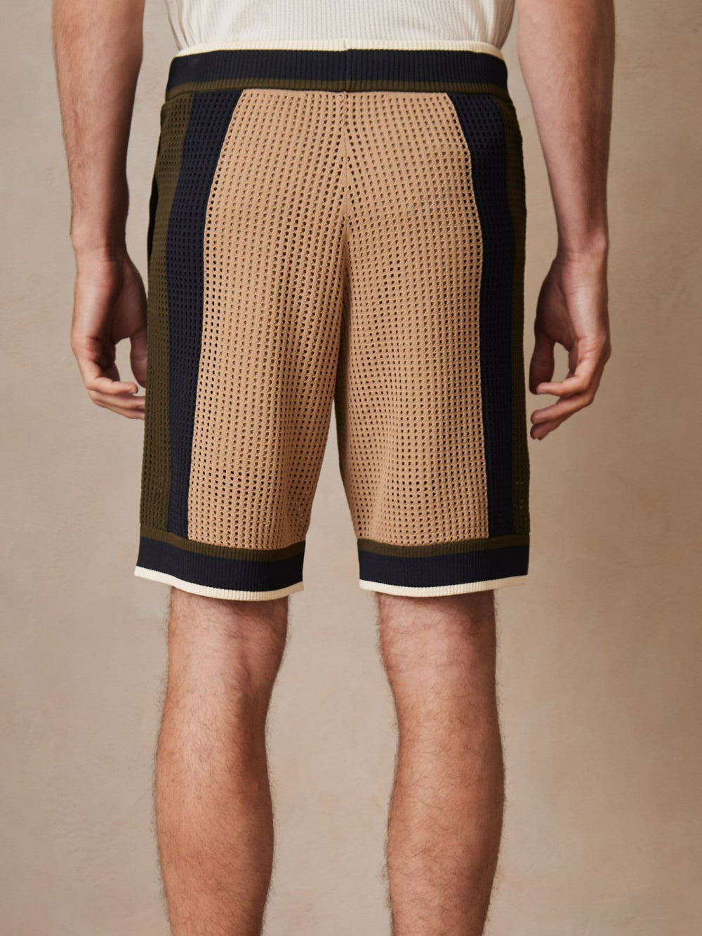 | Ché Crochet Colour-Block Shorts Camel/Green | Mens