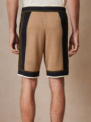 | Ché Crochet Colour-Block Shorts Camel/Green | Mens