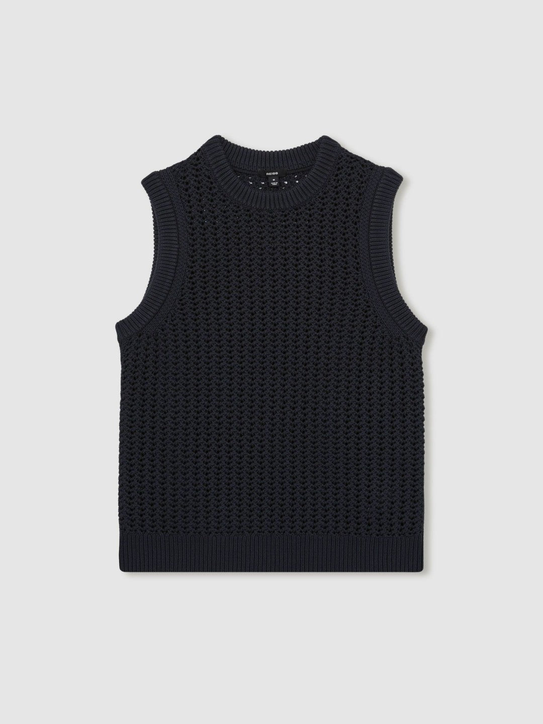 Cotton-Blend Crochet Vest Navy | Mens
