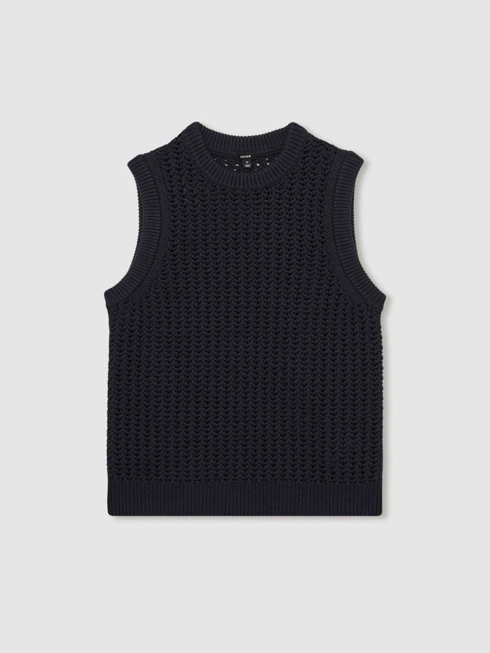 Cotton-Blend Crochet Vest Navy | Mens
