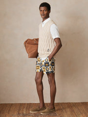 | Ché Sunset-Print Swim Shorts Olive Green | Mens