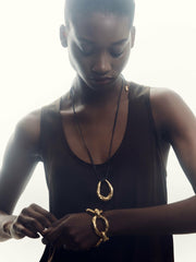 Molten Link Pendant Necklace Gold Tone | Womens