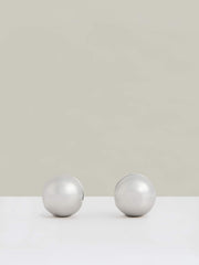 Polished Ball Huggie Earrings Silver Tone | Womens