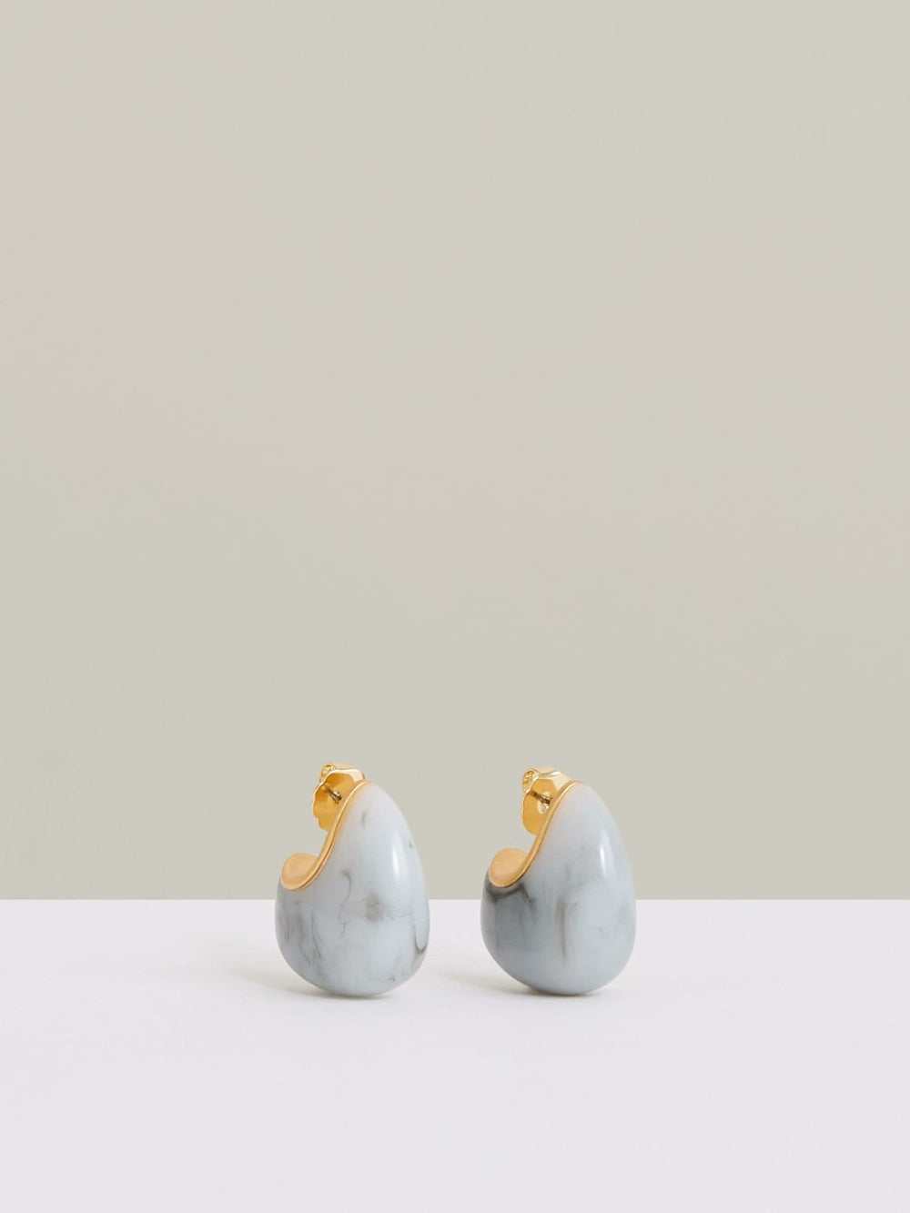 Curve Marble Scoop Earrings Gold Tone | Womens