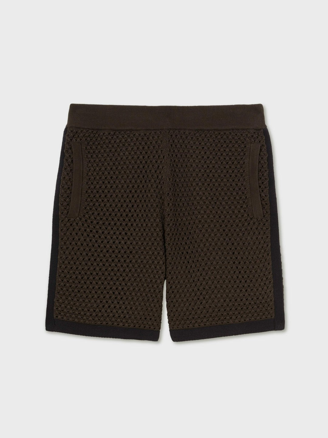 Cotton-Blend Crochet Shorts Chocolate/Navy | Mens