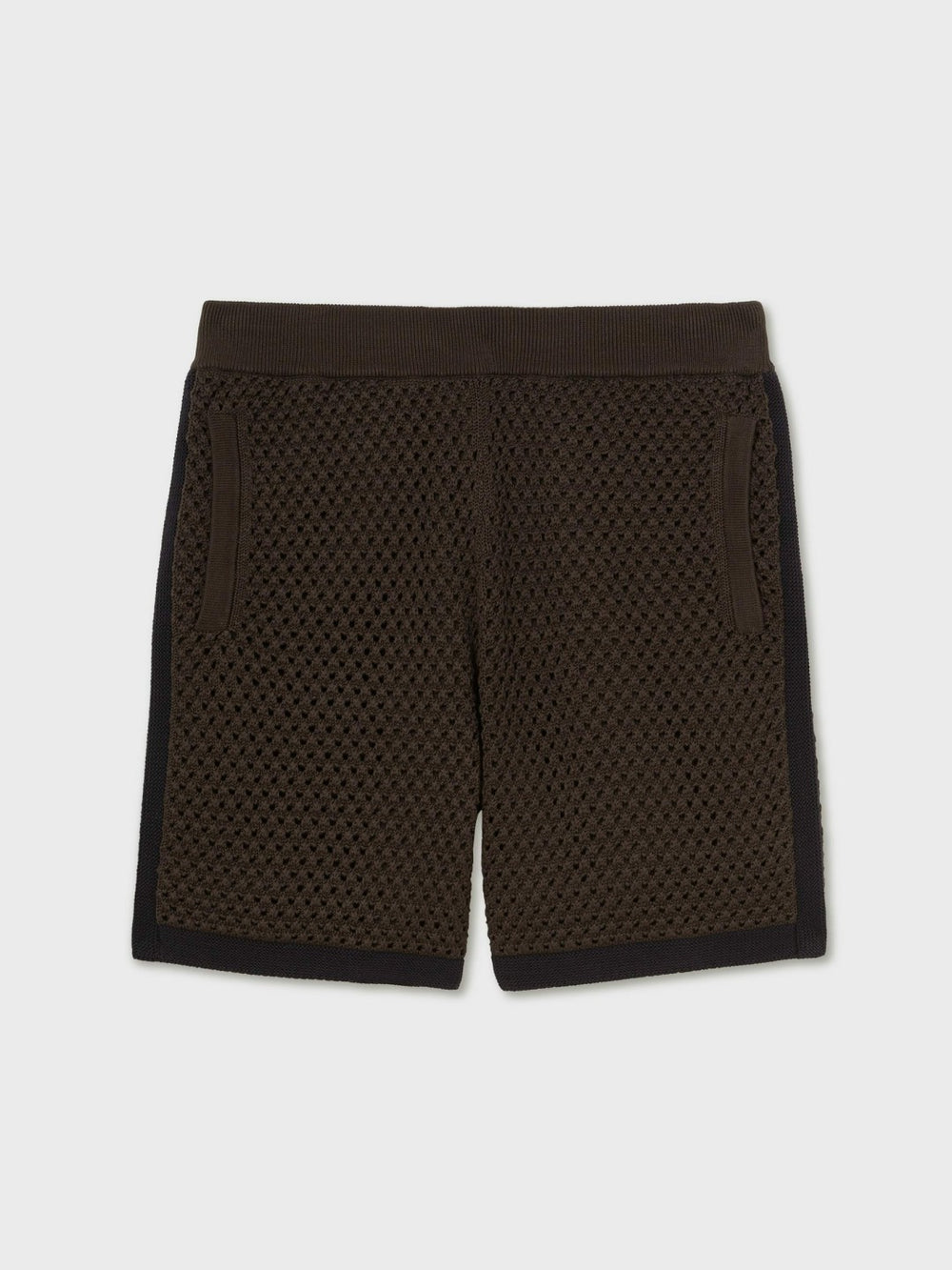 Cotton-Blend Crochet Shorts Chocolate/Navy | Mens