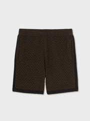 Cotton-Blend Crochet Shorts Chocolate/Navy | Mens