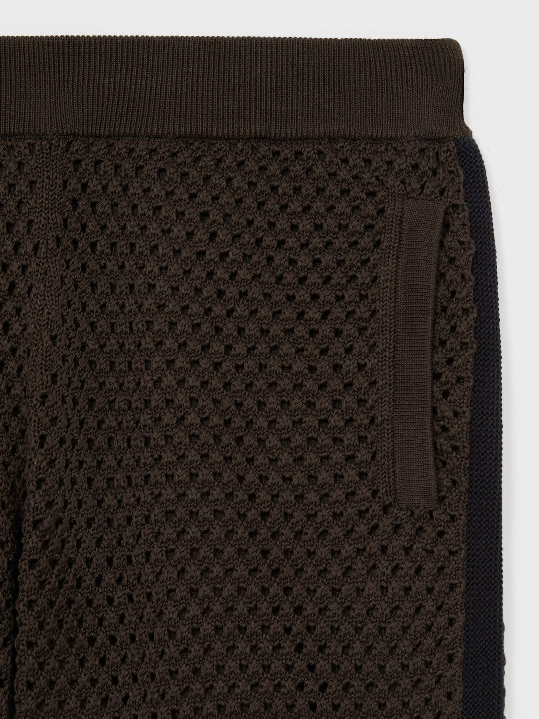 Cotton-Blend Crochet Shorts Chocolate/Navy | Mens