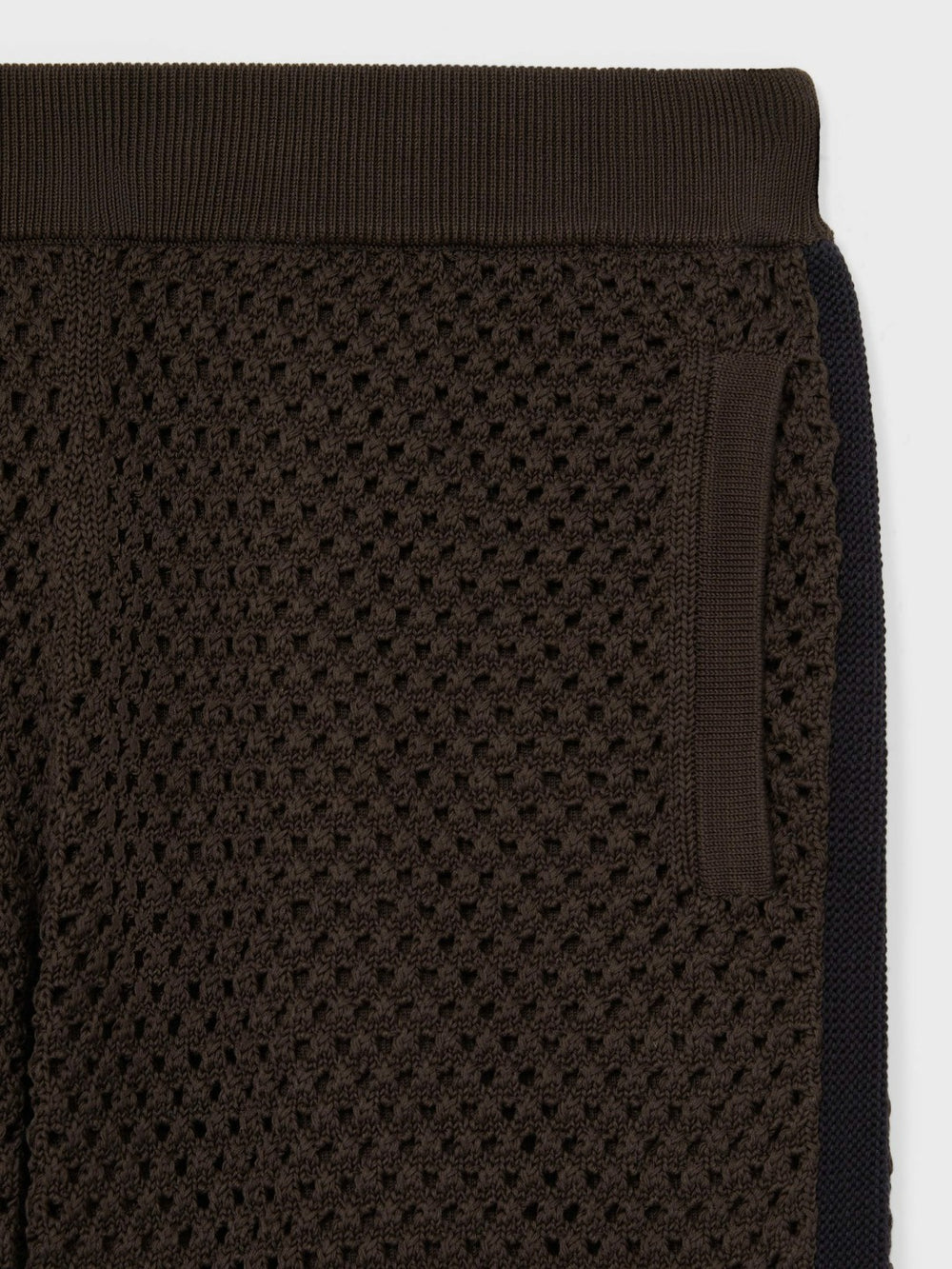 Cotton-Blend Crochet Shorts Chocolate/Navy | Mens