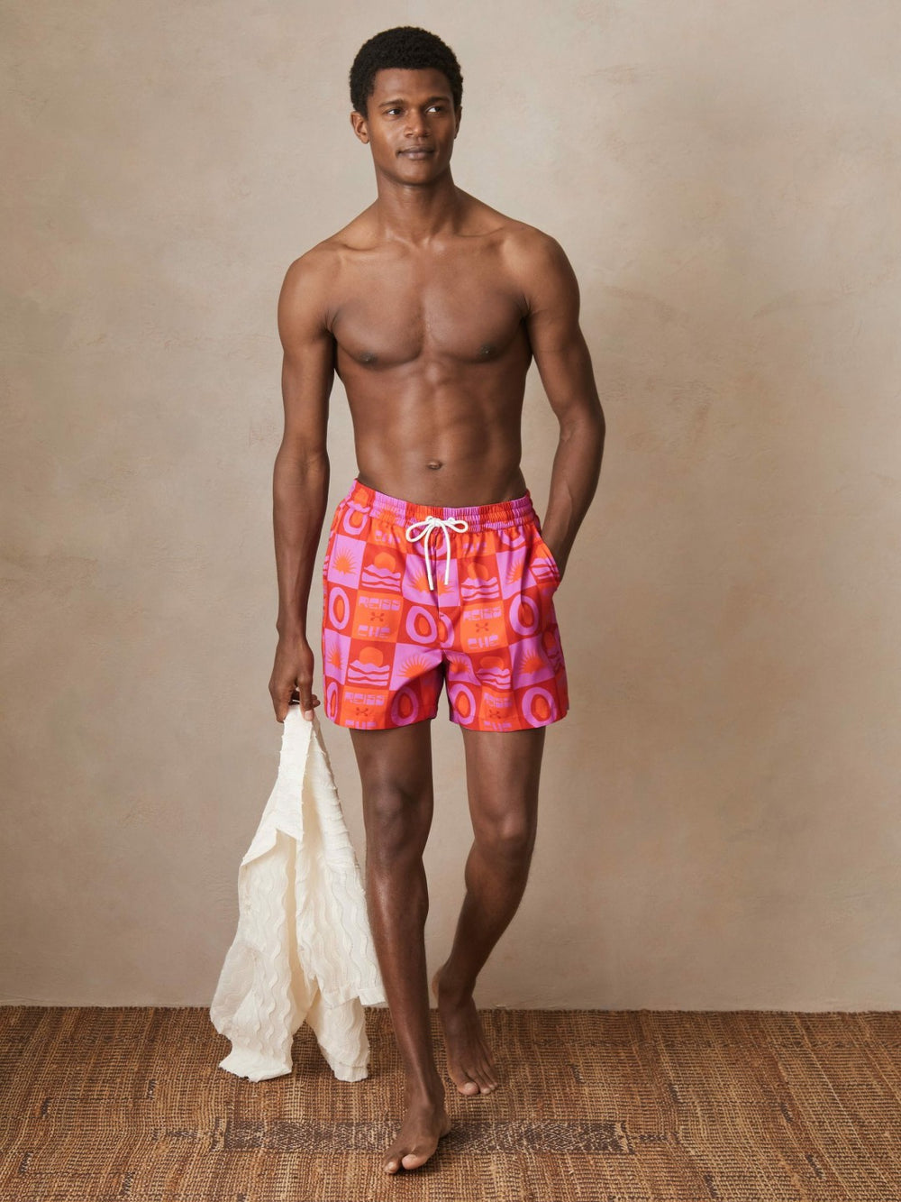 | Ché Sunset-Print Swim Shorts Orange/Pink | Mens