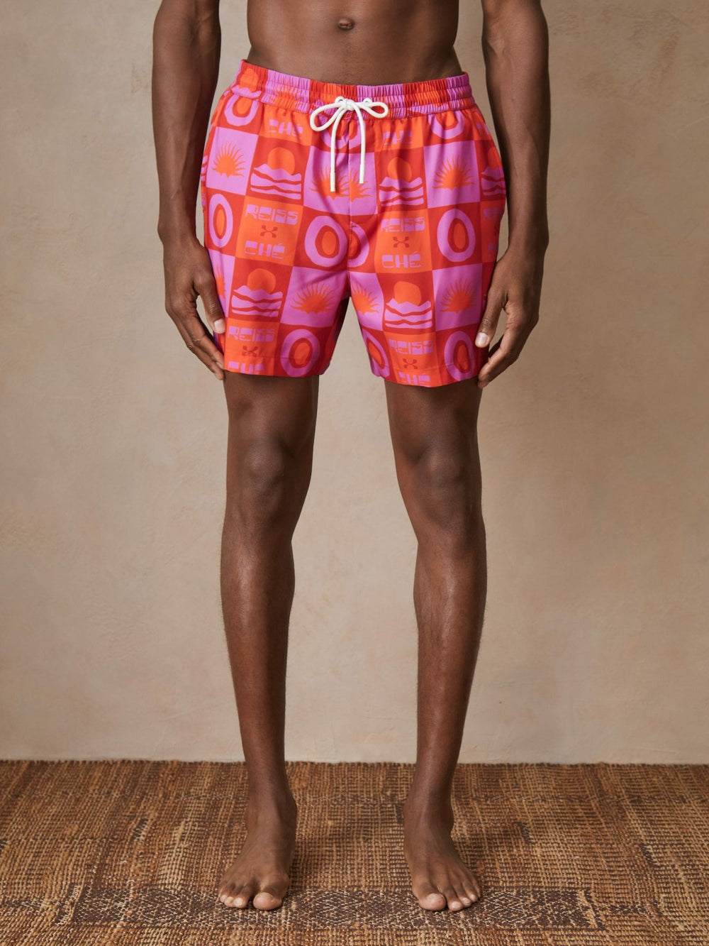| Ché Sunset-Print Swim Shorts Orange/Pink | Mens