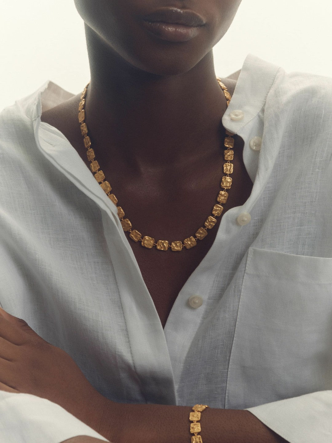 Molten Square Bracelet Gold Tone | Womens