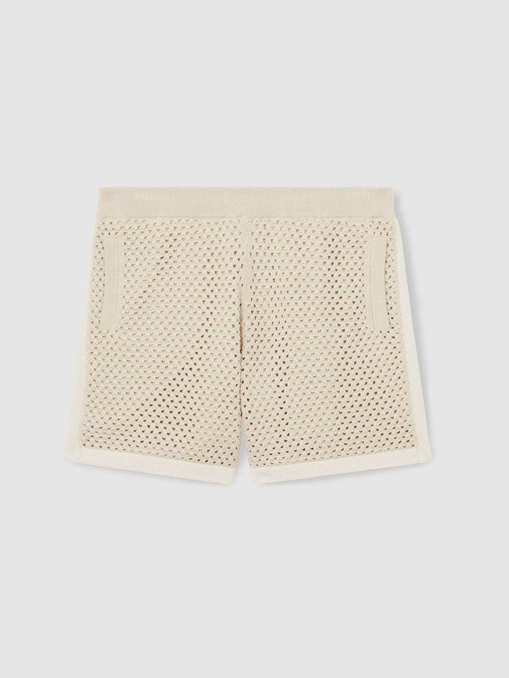 Cotton-Blend Crochet Shorts Taupe/Off White | Mens