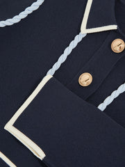 13-14 yrs Piped Knitted Skater Dress Navy | Children