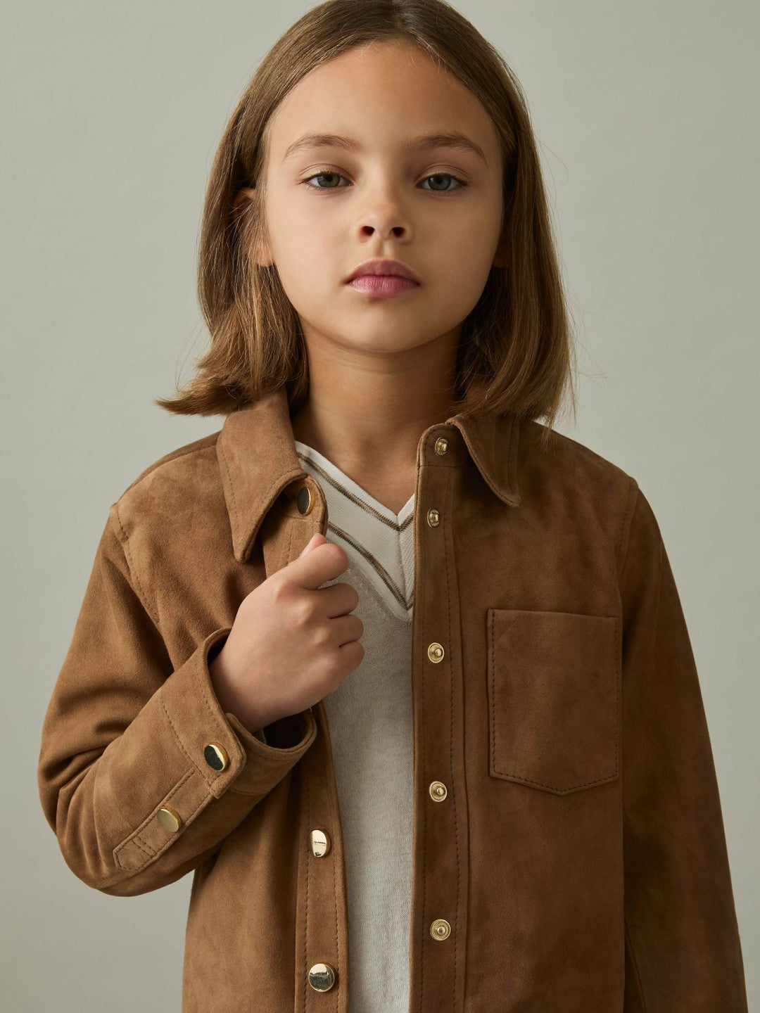 4-9 yrs Suede Cropped Jacket Tan | Children
