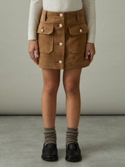 4-9 yrs Suede Flap Pocket Skirt Tan | Children