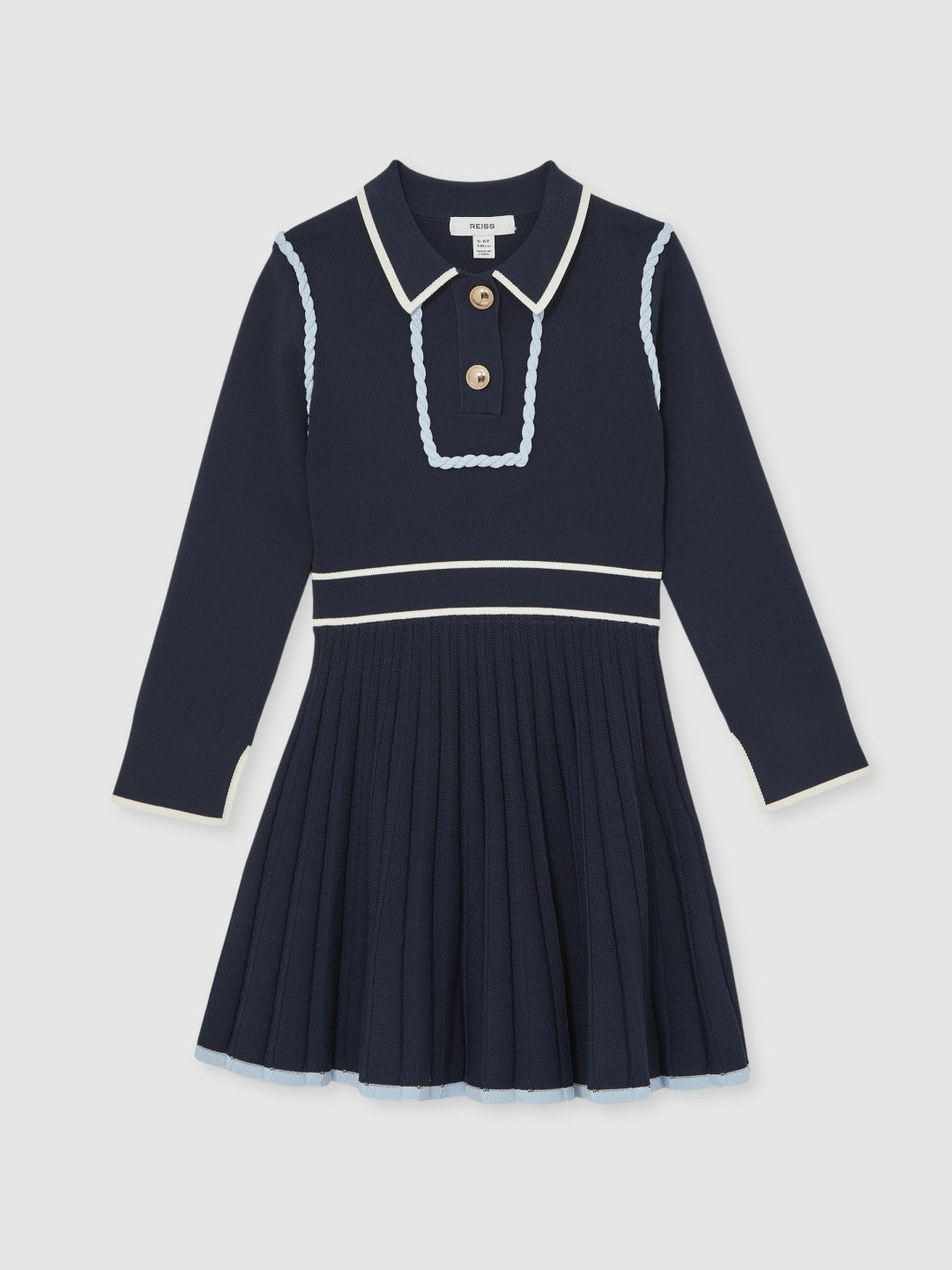 9-13 yrs Piped Knitted Skater Dress Navy | Children