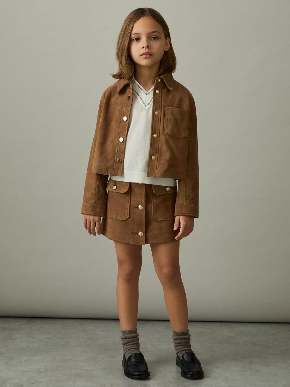 9-13 yrs Suede Cropped Jacket Tan | Children