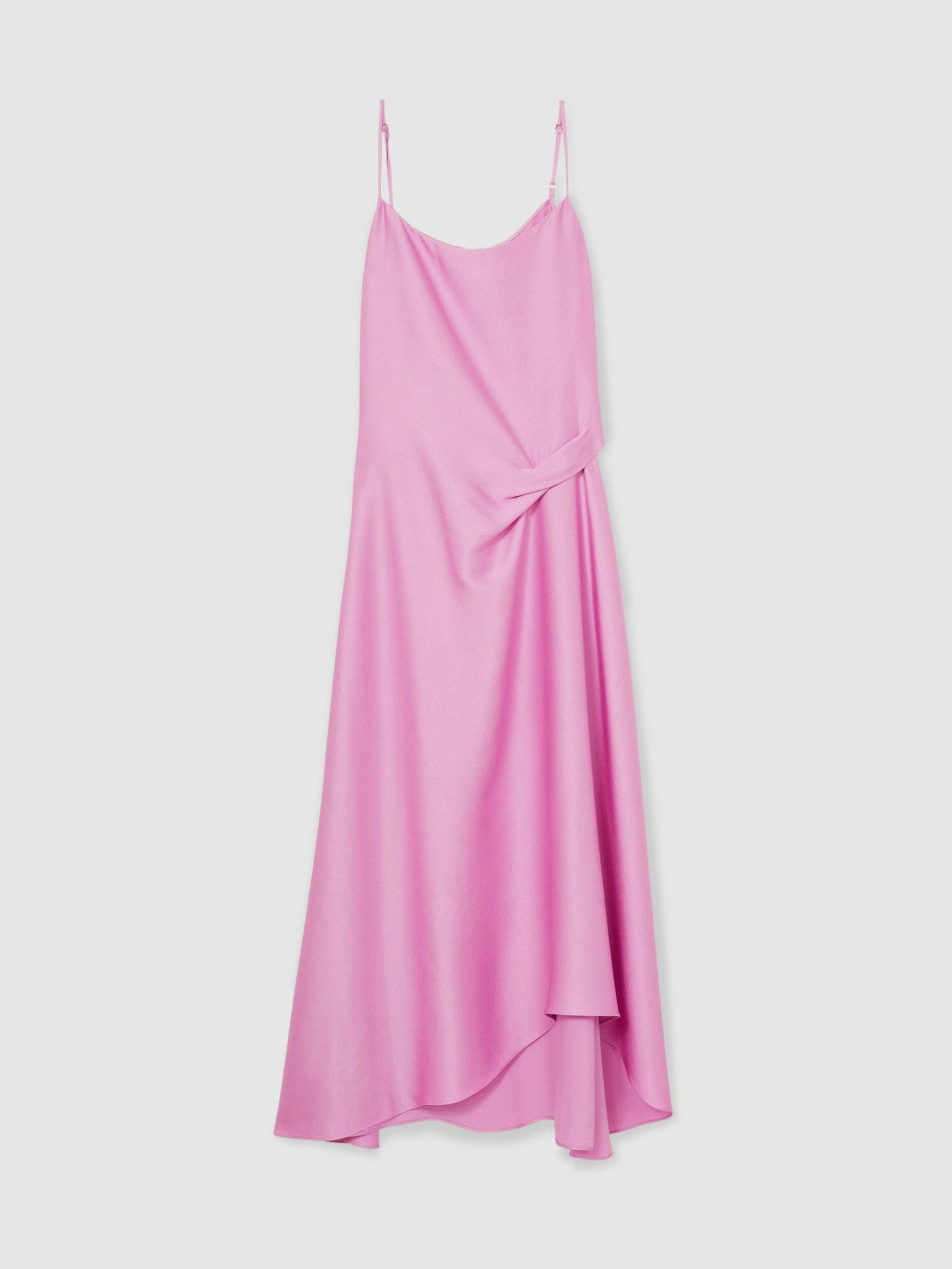 Satin Drape-Detail Slip Dress Pink | Womens