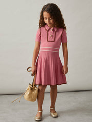 9-13 yrs Twist-Piped Knitted Dress Pink | Children