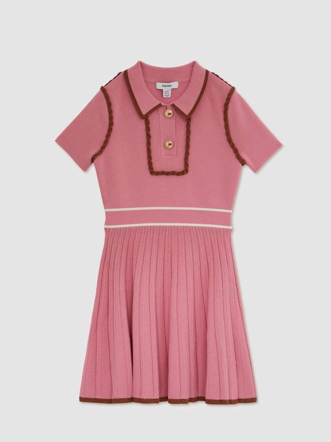 3-9 yrs Twist-Piped Knitted Dress Pink | Children