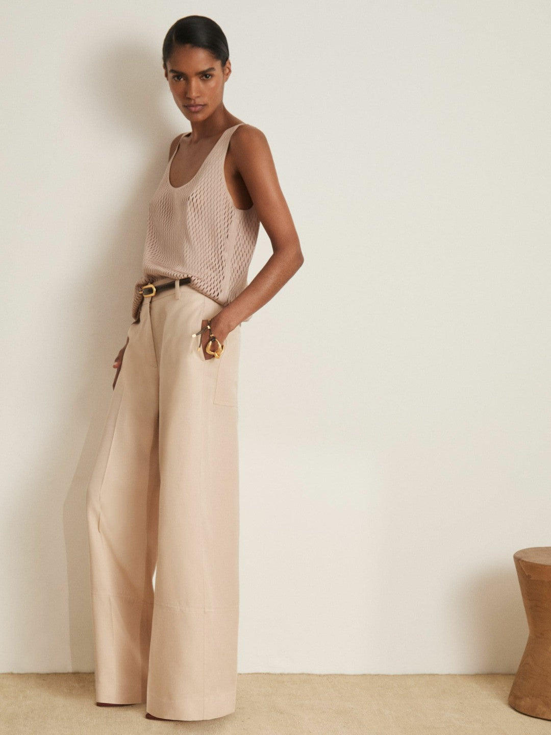 Atelier Laser-Cut Vest Top Taupe | Womens