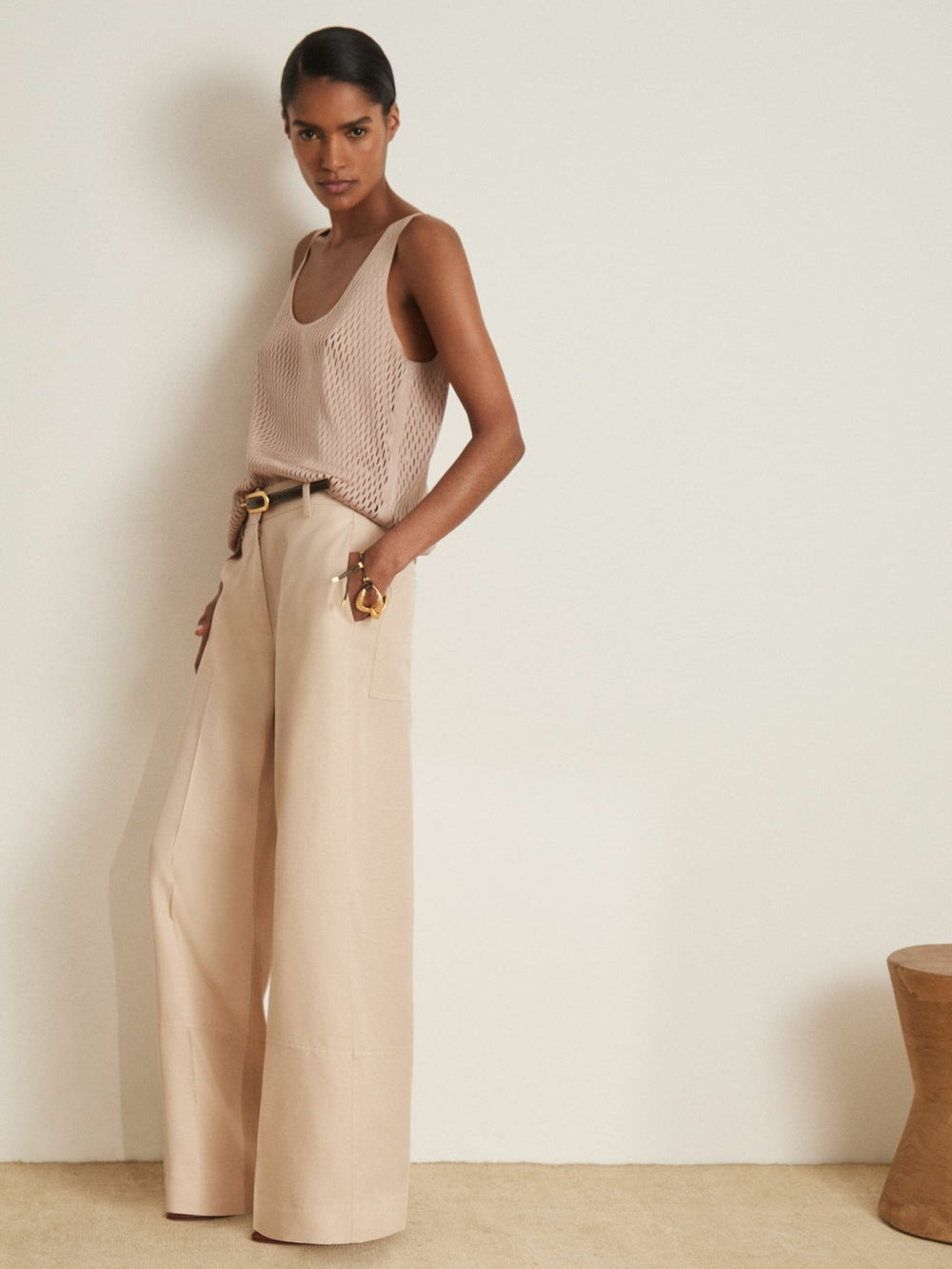 Atelier Laser-Cut Vest Top Taupe | Womens