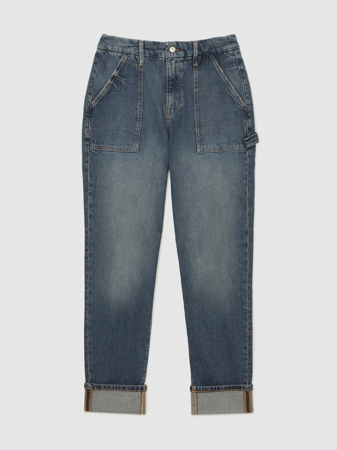 Good American Cuffed Straight-Leg Jeans Indigo | Womens
