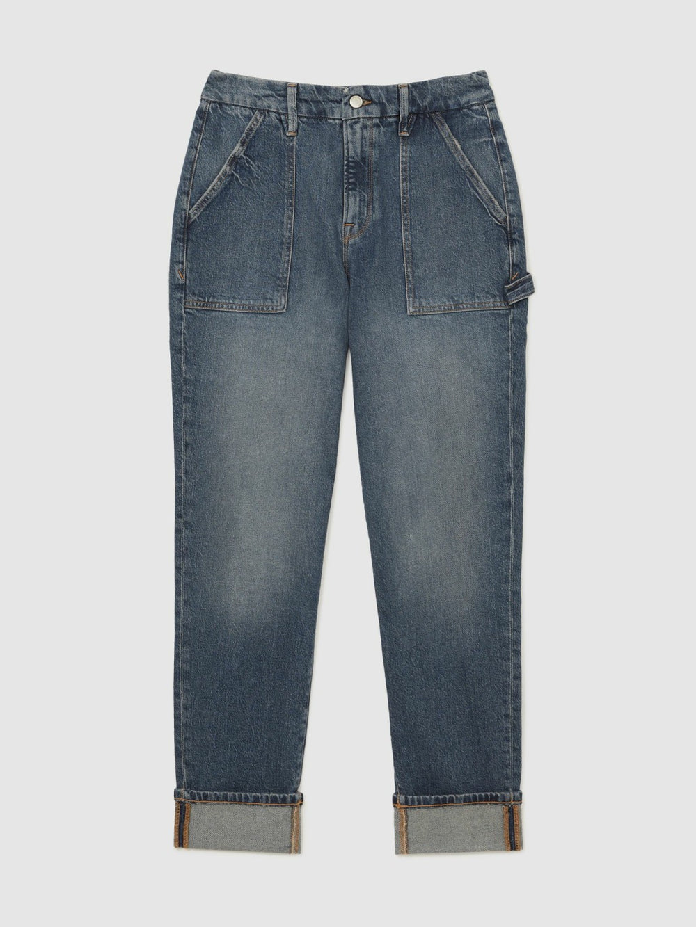 Good American Cuffed Straight-Leg Jeans Indigo | Womens