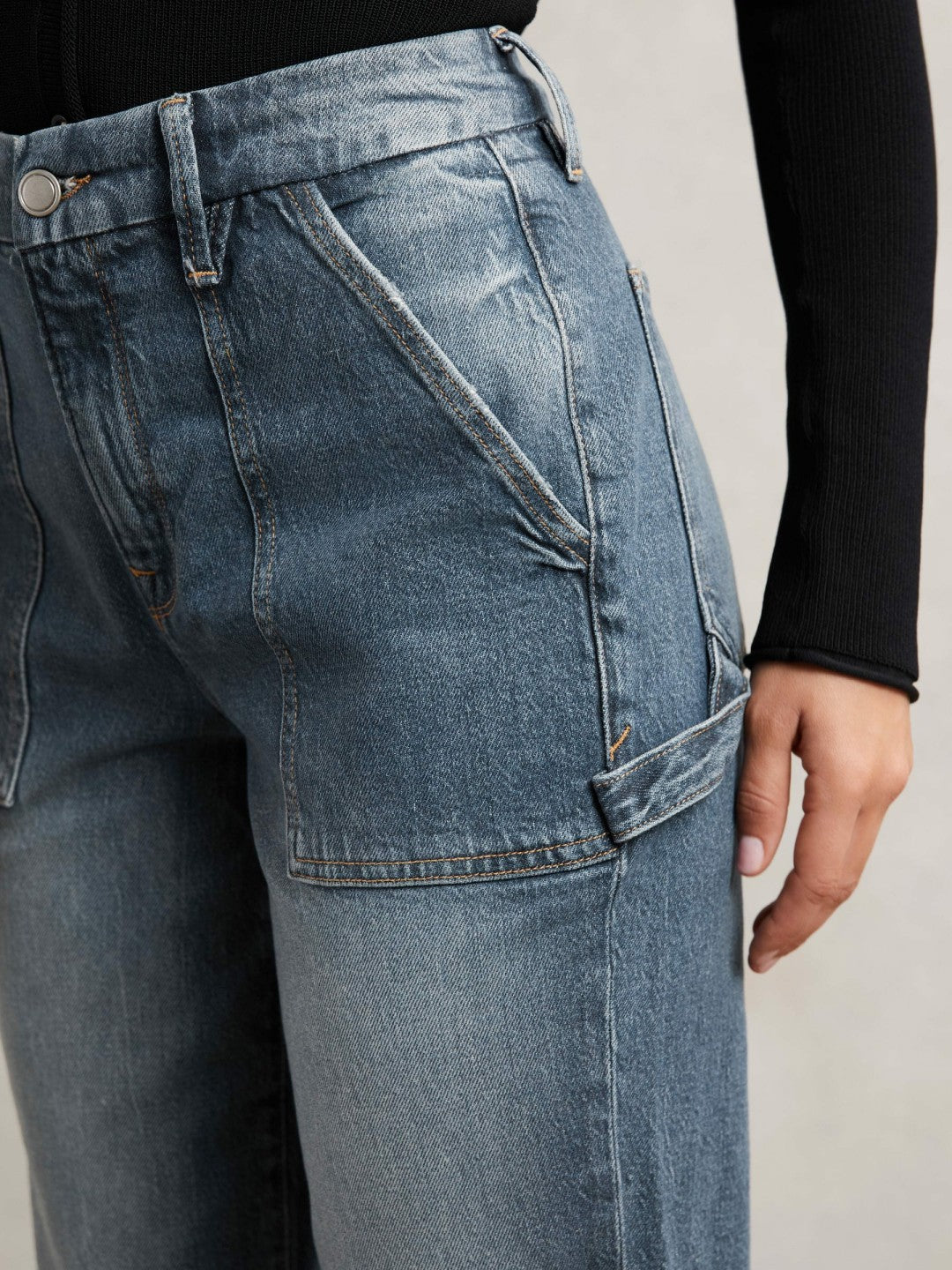Good American Cuffed Straight-Leg Jeans Indigo | Womens