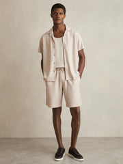 Textured-Knit Cuban-Collar Shirt Champagne | Mens